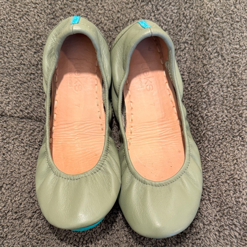 Tieks Olive Green Leather Flats